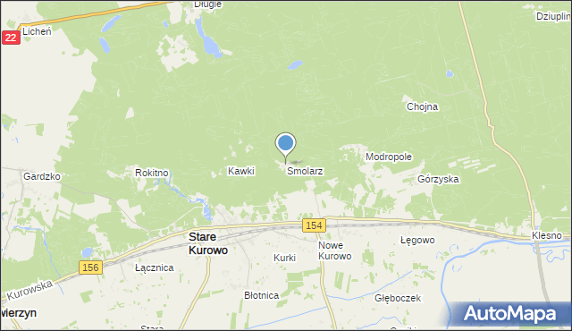 mapa Smolarz, Smolarz gmina Stare Kurowo na mapie Targeo